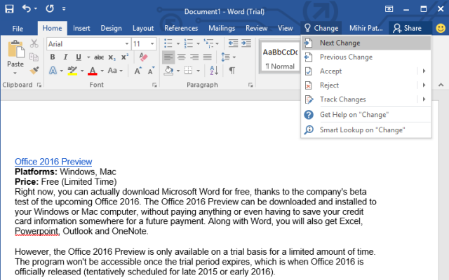 free trial of microsoft office